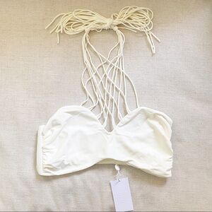 NWT MIKOH Kahala Criss Cross Bikini Top Bone XL